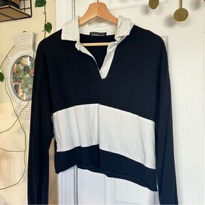 brandy melville navy and white polo